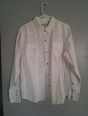 Stetson White Floral Embroidered Western Button Down Shirt Cowgirl XL